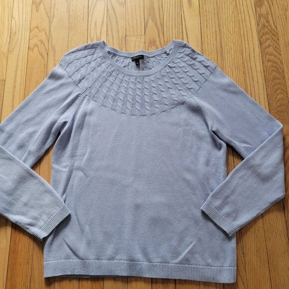 Talbots Womens Light Blue Cable Knit Sweater Size L Cotton Blend - Picture 3 of 6